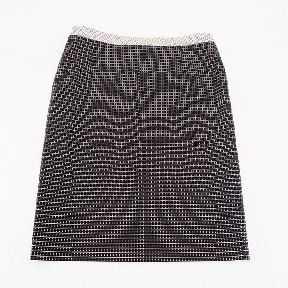 Basler Pearl Plaid Windowpane Print Skirt Back Slit SZ38 - Picture 6 of 8